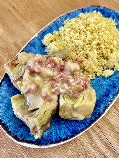 Una foto de Alcachofas en salsa - Receta de batch cooking