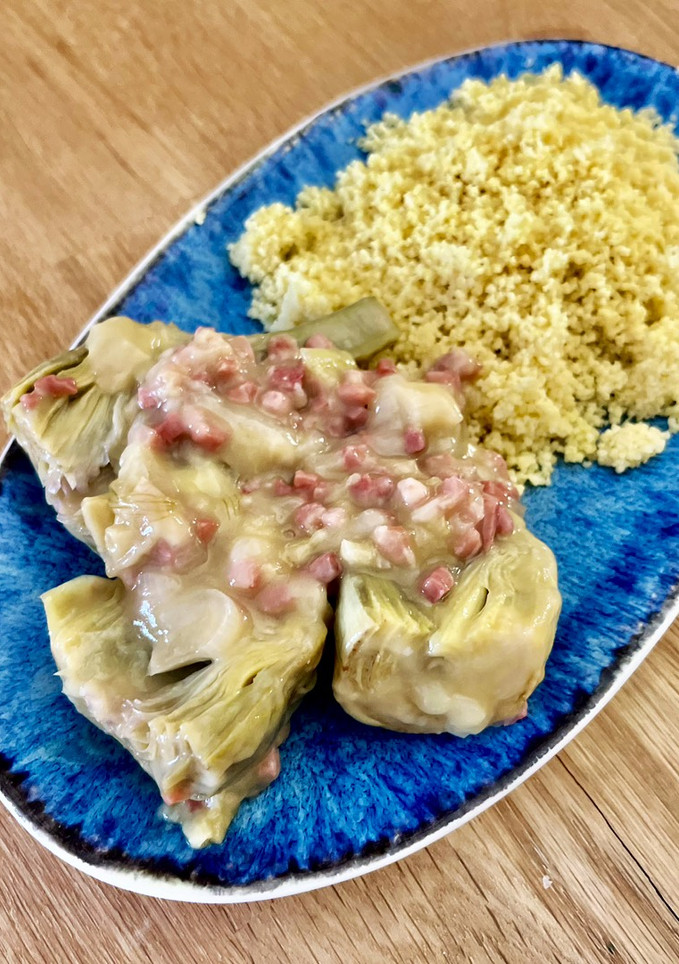 Una foto de Alcachofas en salsa - Receta de batch cooking