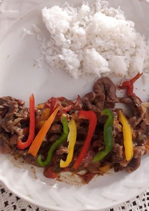 Una foto de Fajitas de arrachera con morrón