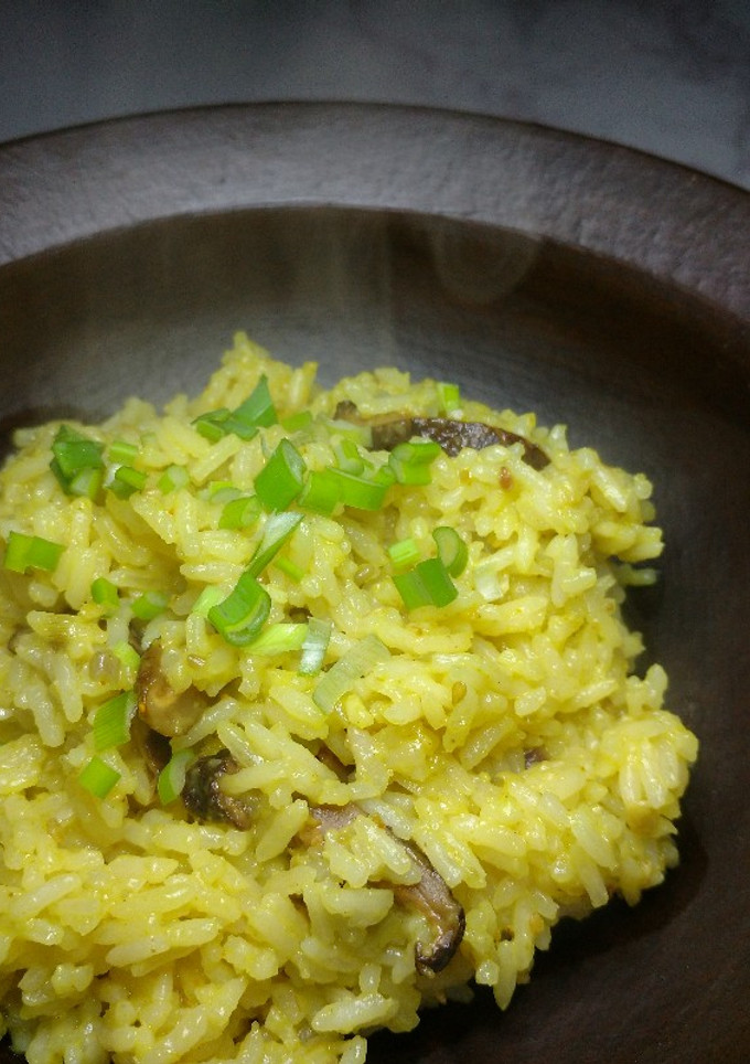 Una foto de Risotto de hongos vegano