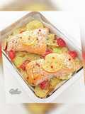 Baked Salmon on a Bed of Potatoes