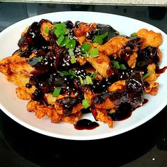 A picture of My Deep fried Chicken with Gochujang Sauce (Korean pepper sauce).
