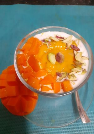 A picture of Hongkong's Viral Mango Sago (Chilled Dessert) (Vrat Special).