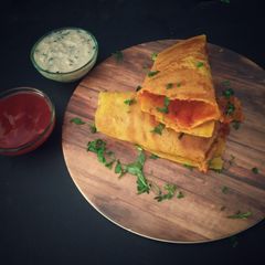 A picture of Schezwan Dosa Wrap.