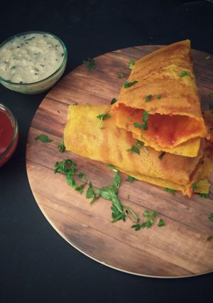 A picture of Schezwan Dosa Wrap.