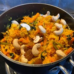 A picture of Quorn “Chicken” Briyani.