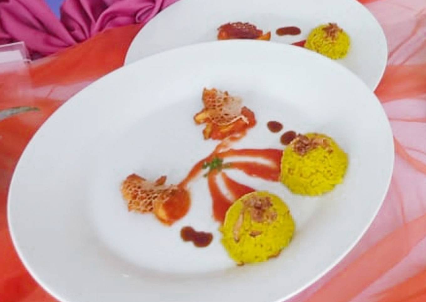 Nasi kuning+Ayam goreng balado