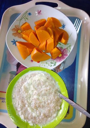 A picture of Oat and okpa.