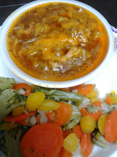 A picture of Butternut squash with beef and onions.