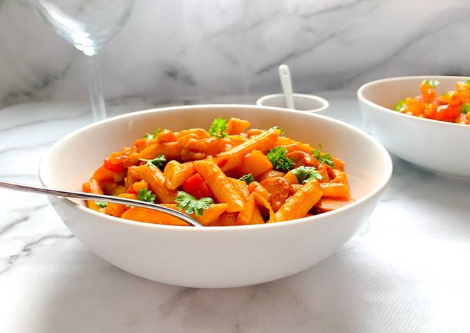 Simple Way to Prepare Award-winning Sausage and bean pasta