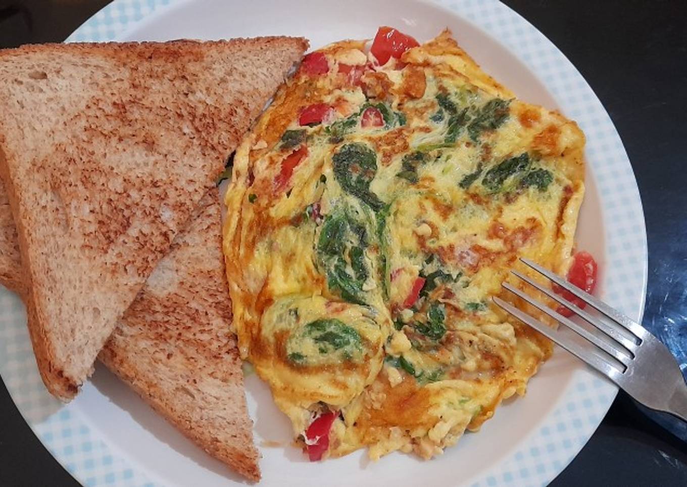 Omlet Bayam+Toast