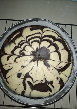 A picture of Eggless Zebra Cake.