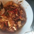 Ikan pari asap tahu putih pedas