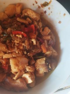 Foto resep Ikan pari asap tahu putih pedas