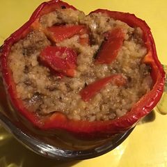 A picture of California Farm Red Lentil Stuffed Baked Bell Pepper.
