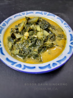 Foto resep Bobor daun singkong & pepaya muda
