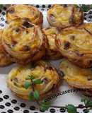 Caracolas de crema y pasas
