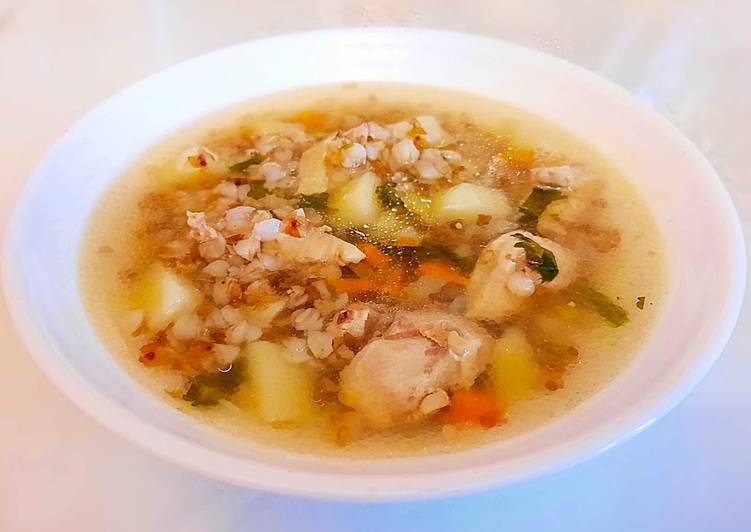 Очень быстрый гречневый суп с курицей + презент