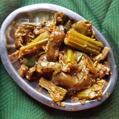 A picture of Brinjal Drumstick Stir fry.