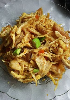 Foto resep Ayam suwir pete pedas