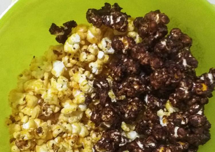 Cara Gampang Membuat Pop corn simple salted caramel &amp; coklat Anti Gagal