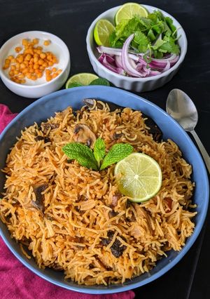 A picture of Mushroom Biryani.