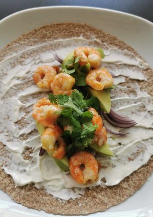 Une photo de Wrap crevettes et avocat