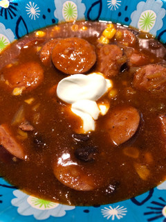 A picture of Lazy Kielbasa Taco Soup.