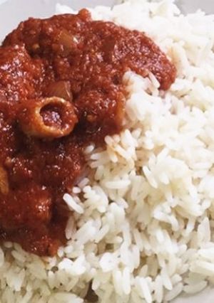 A picture of Sunday Rice and stew.