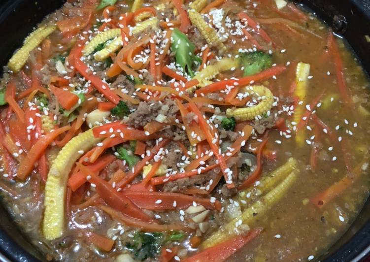 Cara Gampang Membuat Tumis saus tiram daging giling &amp; sayur yang Sempurna