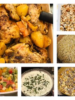 صورة لوصفة دجاج مشوي مع الفريكه المفلفله