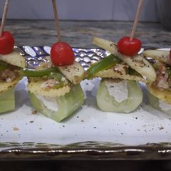 Stuffed cucumber shot #starters# A picture of Stuffed cucumber shot #starters#.