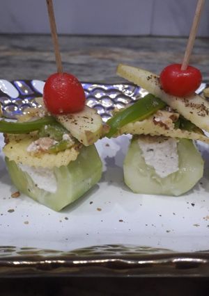 A picture of Stuffed cucumber shot #starters#.