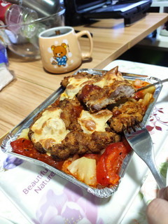 氣炸鍋 簡易版焗豬扒飯 的食譜成品照片