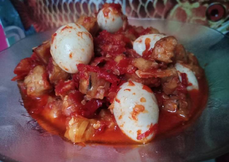 Balado tempe dan telur puyuh