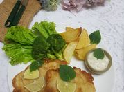 Gambar fish and chip dengan bir