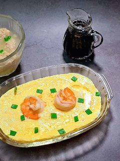 Hình của món Tôm hấp trứng đậu non.