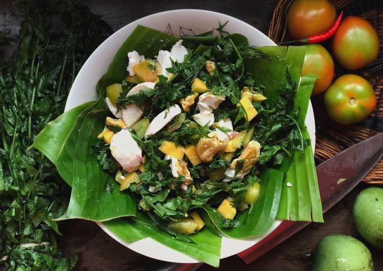 Ensaladang pako with a bites of salted eggs