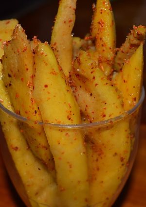 Una foto de Mango achilado con Tahini