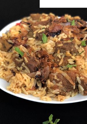 A picture of Lamb biryani.