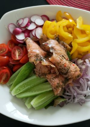 A picture of Salmon salad.