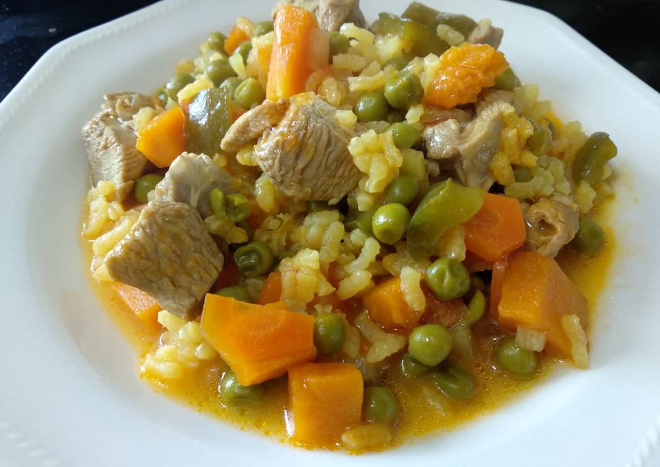 Pavo con arroz y verduritas