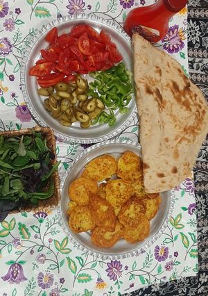 عکسی از دستور کوکو سیب زمینی باپونه خشک😋