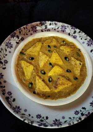 A picture of Corn flour Malai paneer.