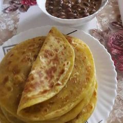 A picture of Pumpkins chapati and beans.