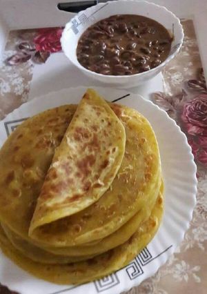 A picture of Pumpkins chapati and beans.