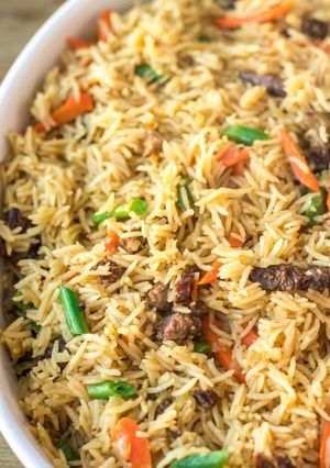 A picture of How to prepare beef rice.