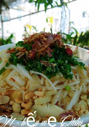 Hình của món Khoai mì xào dừa mỡ hành.