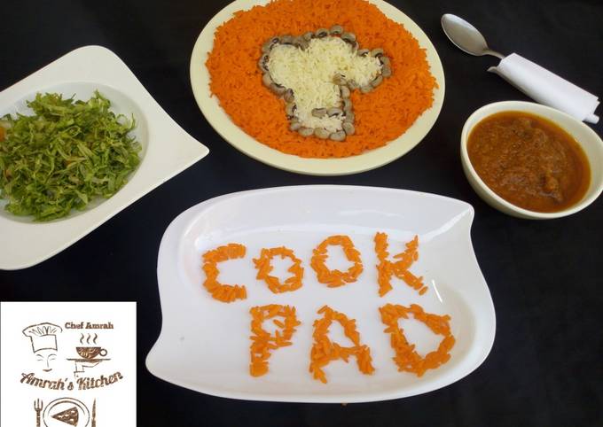 White and orange rice (cookpad logo)