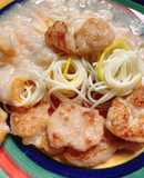 Mì somen sốt bò khoai tây và bánh bò áp chảo - ăn dặm cùng con